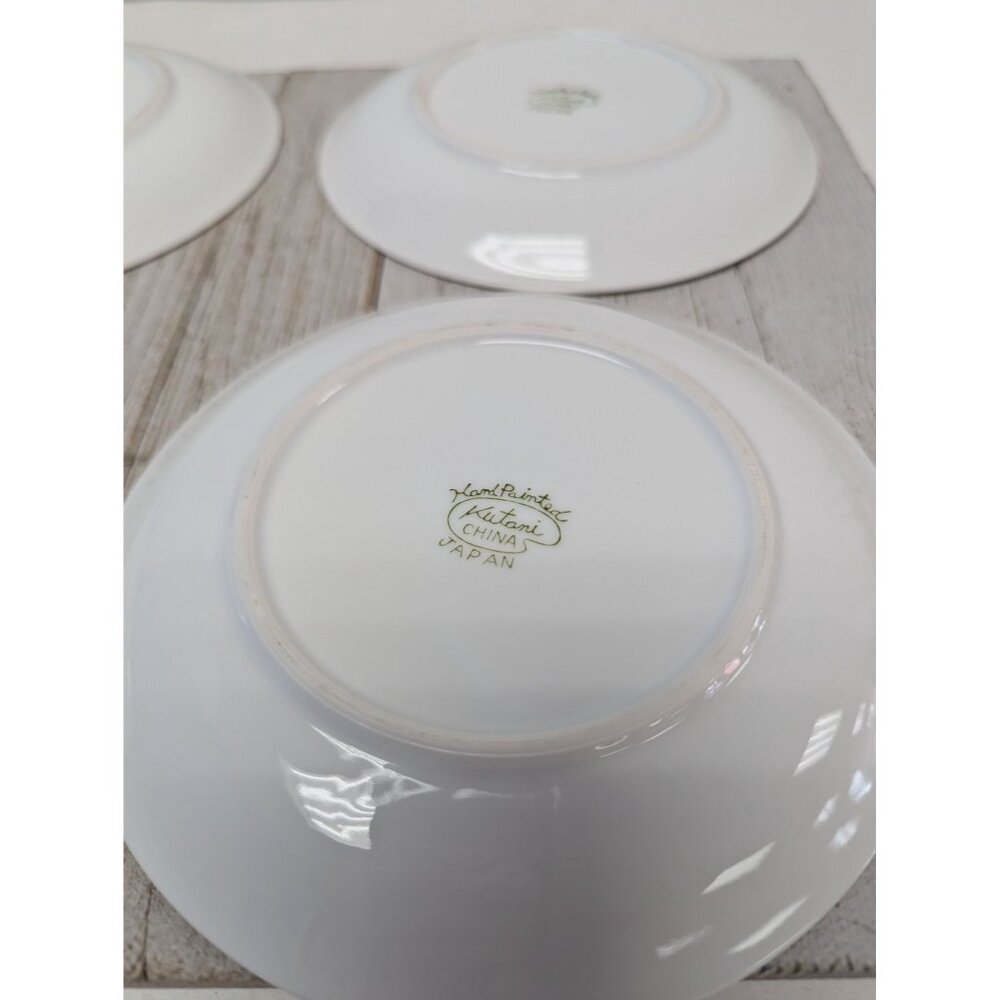 Vintage Kutani Set 4 Bread Dessert Plates 6 1/2" White Silver Gray Bursts Japan - Picture 7 of 9